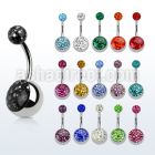 bnmtj15f 316l steel belly banana w 10mm half multi crystall ball