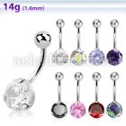 bnrdz8 316l steel casting belly banana with prong cz stone