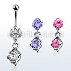 bnrz10 casted steel cz belly banana w small dolphin design w cz