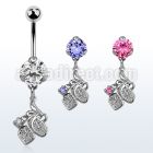 bnrz302 casted steel cz belly banana w lily flower design