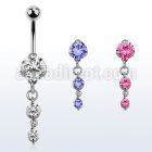 bnrz351 casted steel cz belly banana w prong set round czs