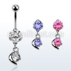 bnrz8 casted steel cz belly banana w moon w a round cz