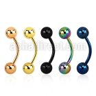 bntb5s anodized 316l steel eyebrow banana, with two 5mm balls