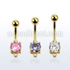 bntczh gold anodized steel belly banana w cz stone w hoop