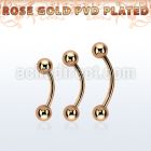 bnttb5 rose gold steel eyebrow banana w 2 5mm balls