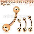 bntts rose gold steel belly banana with 5mm 6mm balls