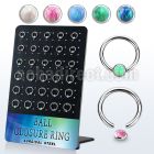board w 30 steel ball closure ring w 3mm disk with opal