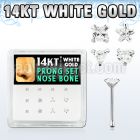 box w white 14kt gold nose bones w assorted prong set cz 