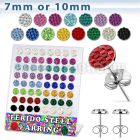 brerfr1 316l steel earring with assorted colored ferido crystal