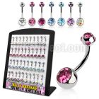 brmix25 316l steel belly banana with bezel multi jewel ball