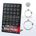 brnhm19 board silver noose hoops w 2mm prong set clear cz stone