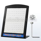 brnspc silver nose stud with round prong clear crystal top