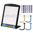 brnstc anodized 316l steel nose screw with colored crystal top