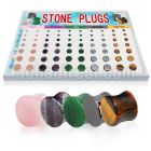 brpg109 display w 70 pcs of assorted double flared stone plugs