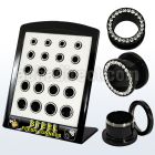 brpg148b board w black pvd 316l flesh tunnel w crystal rim
