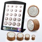 brpg172 display w multi crystal sawo wood double flared plugs