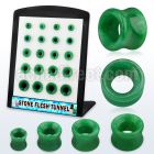 brpg191 display w of double flared green jade stone flesh tunnel