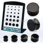 brpg195 display w 24 pcs. of black onyx double flared stone plug