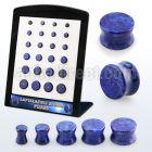 brpg203 display w 24 pcs. of lapislazuli double flare stone plug