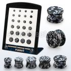 brpg204 display w 24 snowflake obsidian double flare stone plug