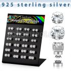 brzmgc silver magnetic ear stud prong clear round cz stone