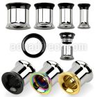 bshp pvd plated polished 316l flared tunnel with screw fit