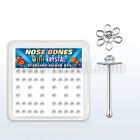 bxfl2c silver nose bone with wire flower top w clear crystals