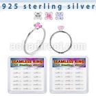 bxnhmx4 silver seamless nose ring 22g square color cz 18pcs