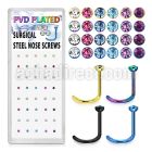 bxns10 anodized 316l steel nose screw with colored crystal top