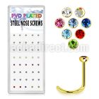 bxns2b gold anodized 316l nose screw with colored crystal top