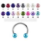 cbepr 316l steel circular barbell with faux pear balls