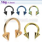 cbetcn5 anodized 316l steel circular barbell with two 5mm cones