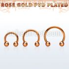 cbettb rose gold 316l steel circular barbell, w two 3mm balls