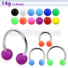 cbsab6l xxl steel circular barbell, 14g w 6mm solid color balls
