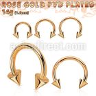 cbttcnm rose gold pvd plated steel circular barbell w 4mm cones