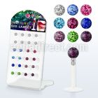 dacb107 board of bioflex labret with push in multi crystal ball