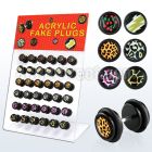 dacb59 board of black acrylic fake plug w resin o ring