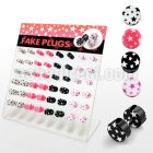 dacb77 board of 48 pcs acrylic fake plug w assorted multi star