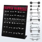 danp2 display w 24 assorted 316l steel nipple barbells