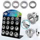 dapg186b display w 16 pc of 316l steel flesh tunnel w mixed czs