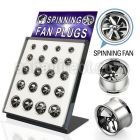 dffan 316l double flared steel flesh tunnel with fan blade