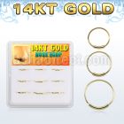 dg14nh2 box w 9 pcs. of solid 14k gold endless nose hoops