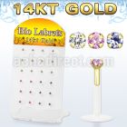 dgbizm bioflex labret with 14kt gold top with prong cz stone