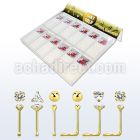 dgm12 large display tray w 288 pcs.of 14kt gold nose jewellery
