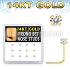 dgns6 14k gold nose studs 2mm clear cz prong 12pcs