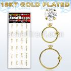 dnsm106 box w gold plated 925 silver nose hoop w 1.5mm round cz