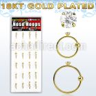 dnsm107 box w gold plated 925 silver nose hoop w 2mm round cz