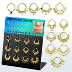dnsm138 display w gold plated silver septum rings mixed design