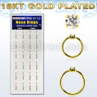 dnsm173 box 24 18k gold plated silver nose rings w 1.5mm cz top 
