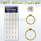 dnsm175 box 24 18k gold plated silver nose rings w 2.5mm cz top 